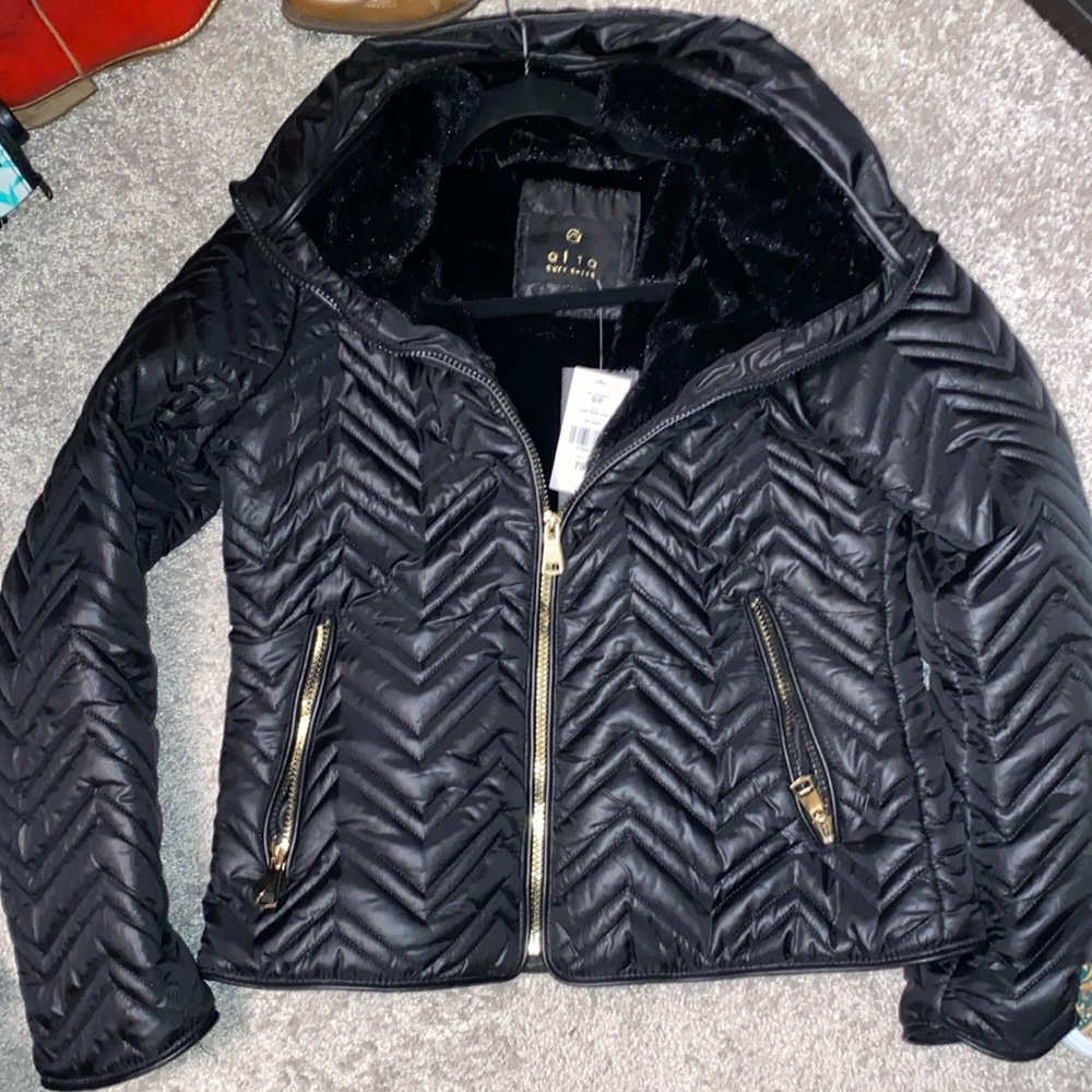 NWT Faux Fur Lined Chevron Jacket